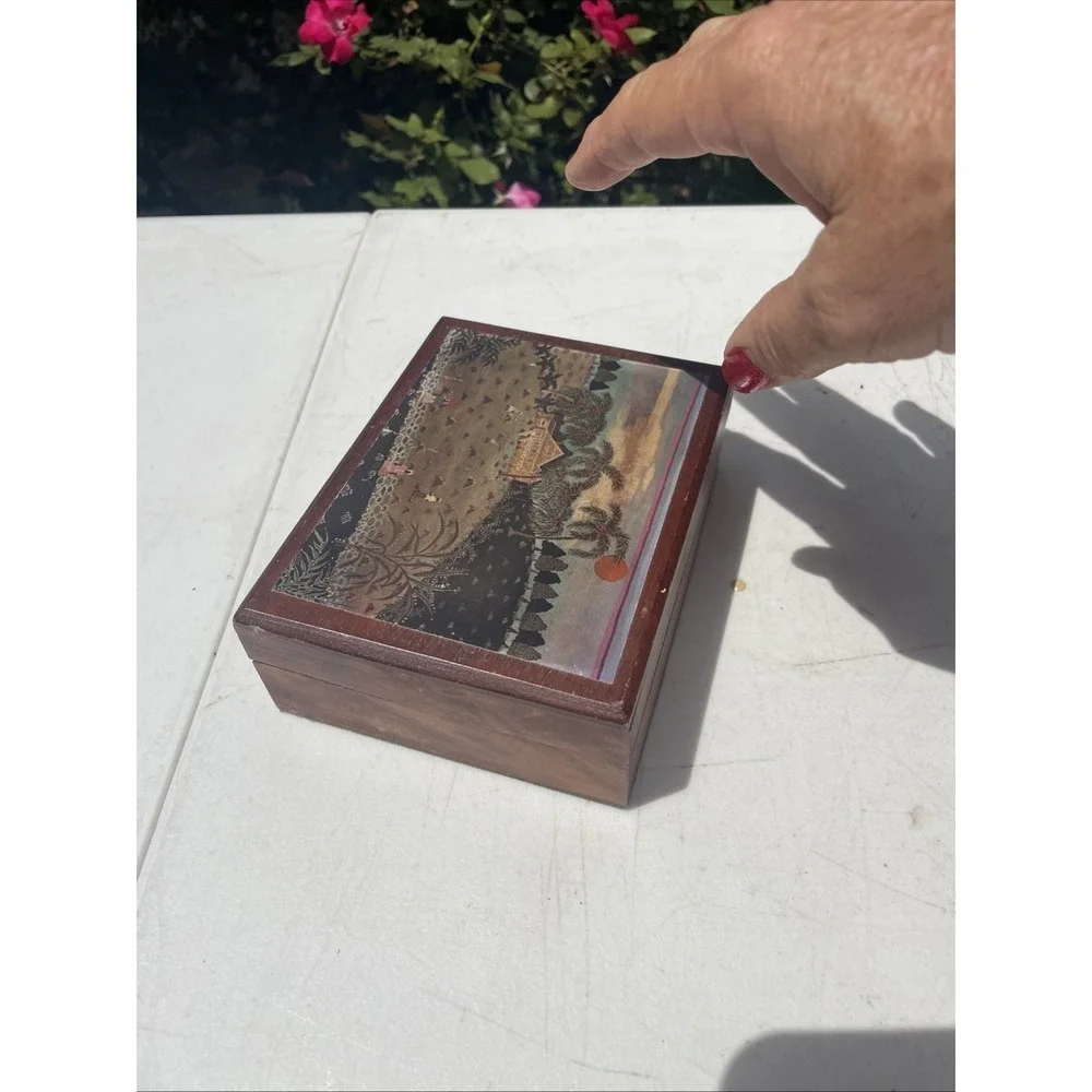 Vintage Annabella Box by Eve Foster Jamaica Folk Art Wood Trinket Box Excellent